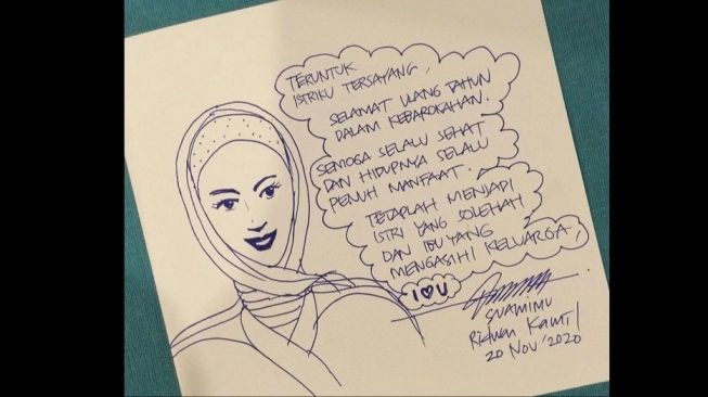 Sketsa keren Gubernur Jawa Barat Ridwan Kamil untuk sang istri tercinta, Atalia Praratya [Instagram: ridwankamil].