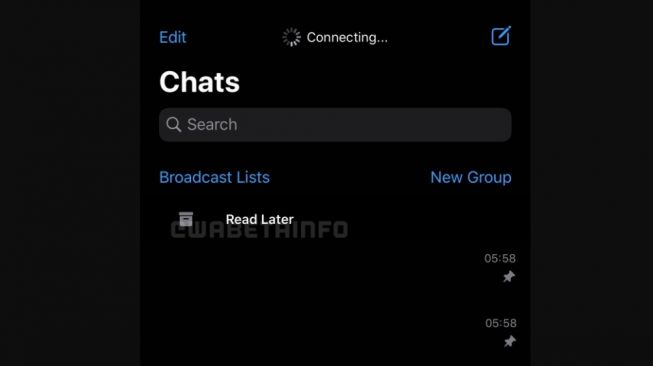 Fitur baru WhatsApp, Read Later. [Wabetainfo]