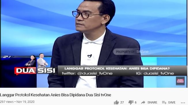 Refly Harun di acara tvOne. (YouTube/Apa Kabar Indonesia tvOne)