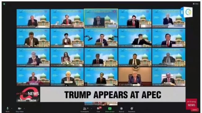 Donald Trump dalam KTT APEC 2020 virtual. (Youtube/Arirang News)