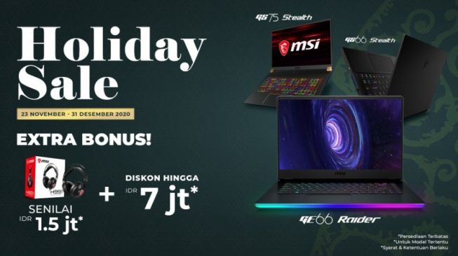 Untuk menyambut akhir tahun 2020, MSI menawarkan Holiday Sale. (Dok : MSI)