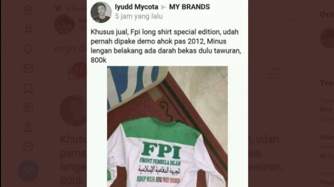 Viral! Kaos FPI Dijual Rp 800 Ribu, Ada Noda Darah dan Bekas Buat Demo Ahok