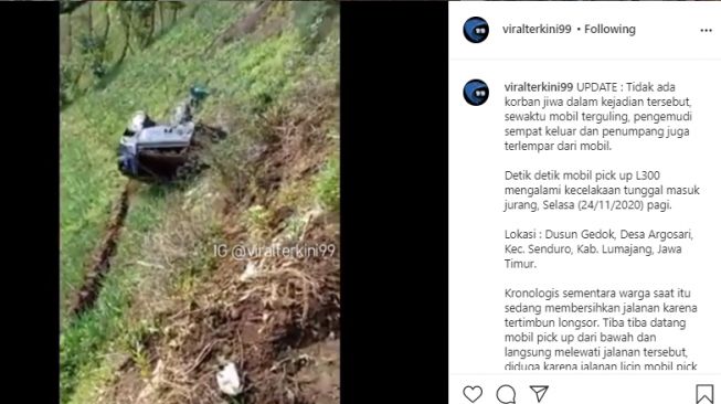 Viral Mobil Terguling ke Jurang, Begini Nasib Supir dan Penumpangnya