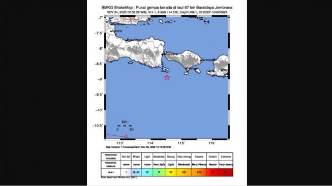 Dua Gempa di Gunung Kidul dan Jembrana Tercatatkan Beda 2 Menit