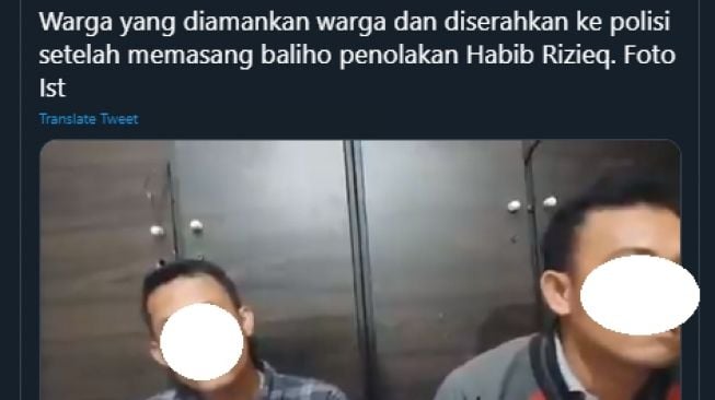 Video diduga pelaku pemasangan spanduk menolak kedatangan Rizieq Shihab di Sumut. (Twitter/@hani_titik)