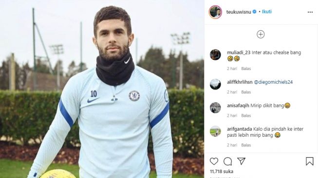 Teuku Wisnu bertanya apakah dirinya mirip dengan Christian Pulisic.