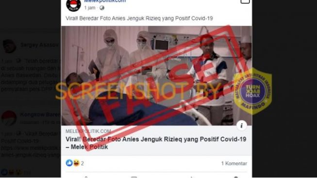 Hoax Foto Habib Rizieq yang sedang dijenguk Anies. (Turnbackhoax.id)