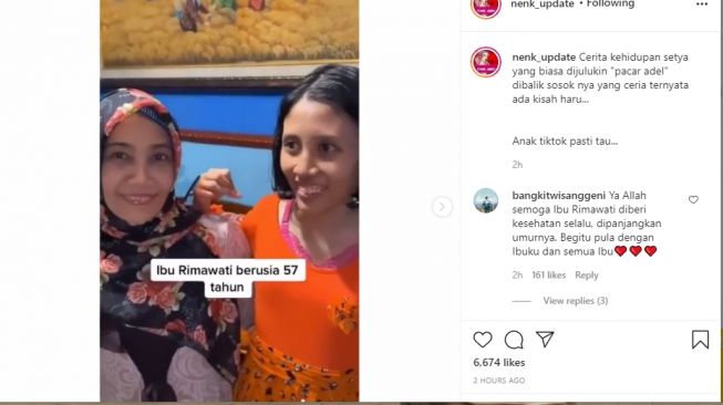 Rimawati, ibu dari tiga orang anak berkebutuhan khusus. - (Instagram/@nenk_update)