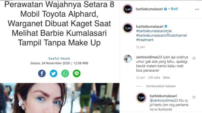 Unggahan Barbie Kumalasari [Instagram/@barbiekumalasari]