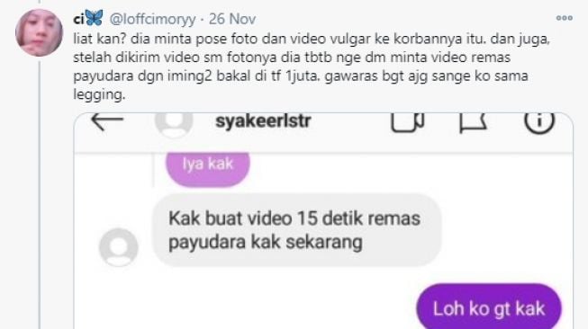 Curhatan warganet jadi korban fetish celana legging, -  (Twitter/@loffcimoryy)