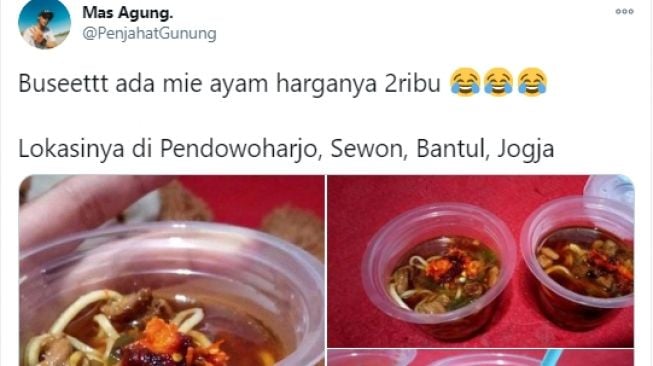 Dijual Kemasan Gelas, Mie Ayam di Bantul Ini Harganya Cuma Rp2000 Saja