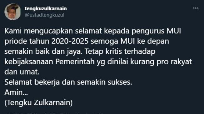 Tengku Zul didepak MUI. (Twitter/@ustadtengkuzul)