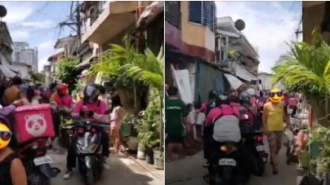 Gegara Internet Lemot Rumah Gadis Ini Dikepung Ojol dengan 42 Pesanan Makanan. (Facebook/Dann Kayne Suarez)