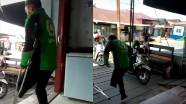 Sempat Terjatuh di Depan Toko, Perjuangan Ojol Disabilitas ini Bikin Salut