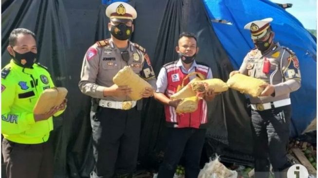 Sopir Mengantuk, Truk Bawa Ganja Terguling di Tol Bakauheni-Terbanggi Besar