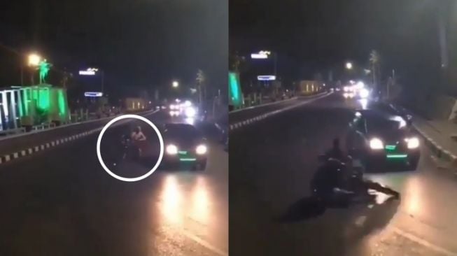 Balap Liar Tanpa Lampu, Apesnya Pemotor Ini Bikin Ngilu