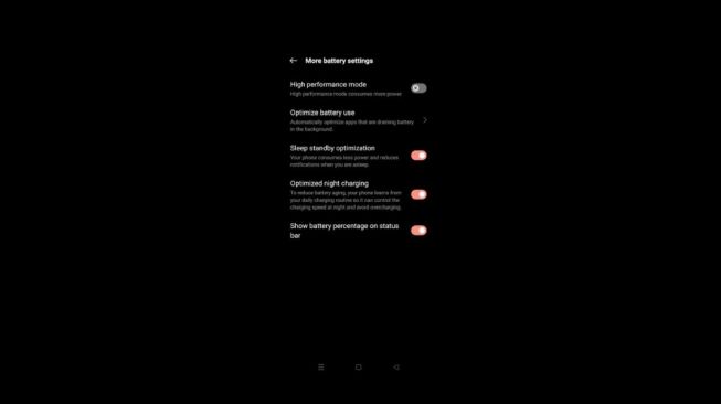 Review ColorOS 11, pengaturan baterai. [Screenshot/Dythia Novianty]