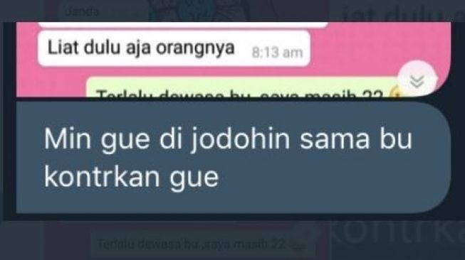 Viral Curhat Dijodohkan dengan Janda (twitter.com/txtdariibukos)