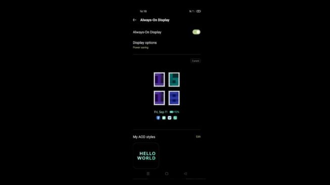 Review ColorOS 11, pengaturan always-on display. [Screenshot/Dythia Novianty]