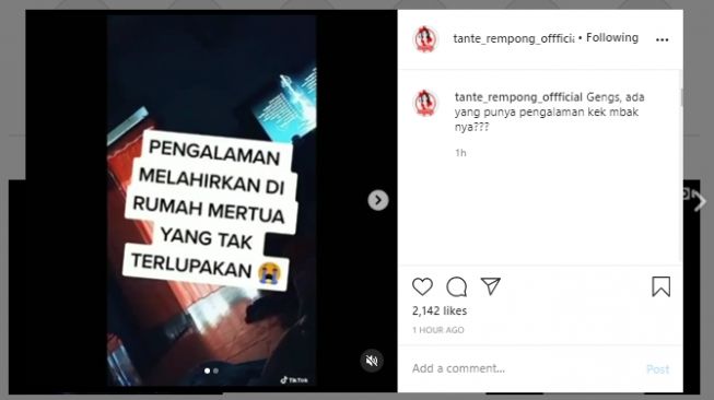 Curhat wanita mengaku menyesal melahirkan di rumah mertua. (Instagram/@tante_rempong_offficial)