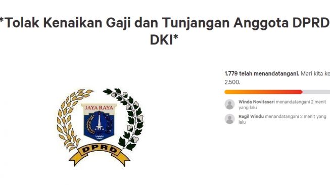 Mencuat Petisi Tolak Kenaikan Gaji dan Tunjangan DPRD DKI Jakarta