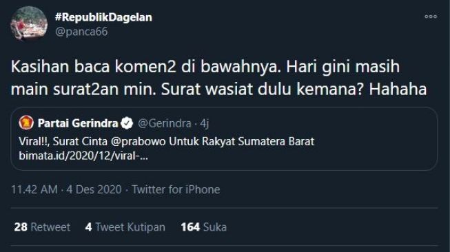 Tanggapan Panca Cipta Laksana. (twitter/panca66)