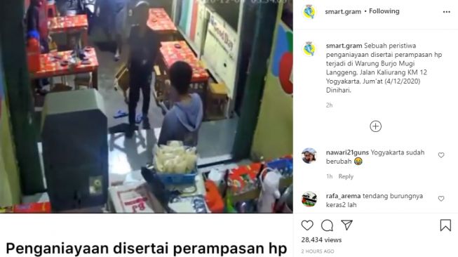 Rekaman CCTV penganiayaan di Burjo Jalan Kaliurang KM 12. - (Instagram/@smart.gram)