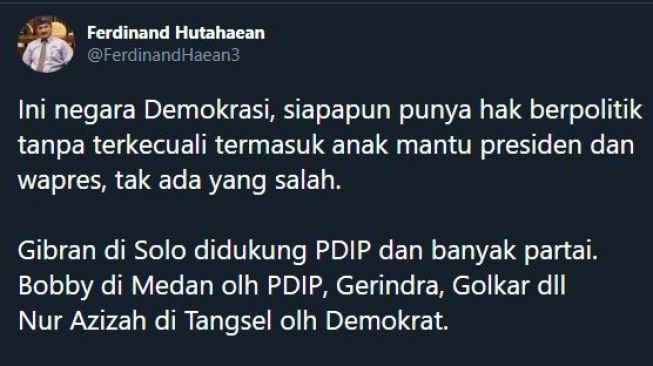 Cuitan Ferdinand Hutahean. (twitter/FerdinandHutahaean)