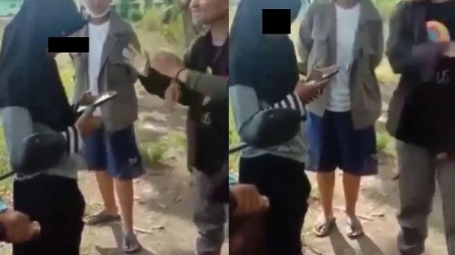 Sambil Cengengesan, Pemuda Tampar Gadis Berhijab di depan Teman-teman