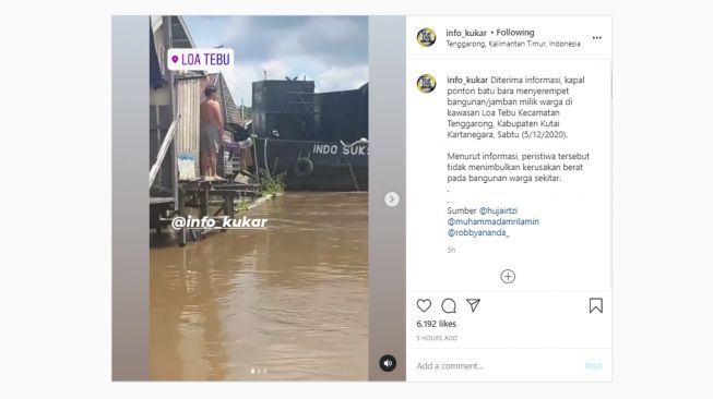 Viral Kapal Ponton Serempet Jamban Warga, Warganet: Rezeki Akhir Tahun