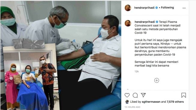 Kompak! Hendrar Prihadi dan Putrinya Ikut Donorkan Plasma Darah