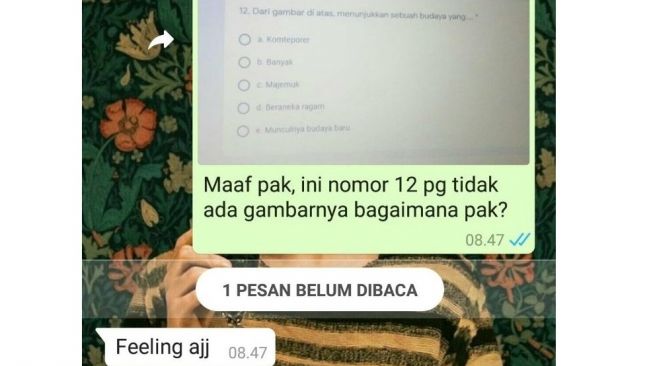 Isi pesan absurd guru ke muridnya (twitter.com/txtdarigajelas)