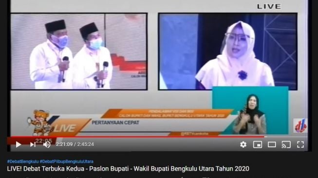 Debat Calon Bupati dan Wakil Bupati Bengkulu Utara. (YouTube/RBTV Camkoha)