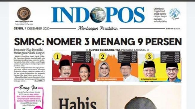 Dicatut Soal Survei Pilkada Tangsel, SMRC Adukan Indopos ke Dewan Pers