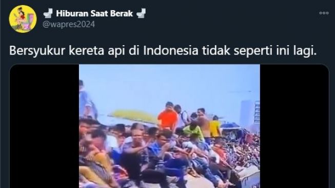Kereta api penuh penumpang. (Twitter/@wapres2024)