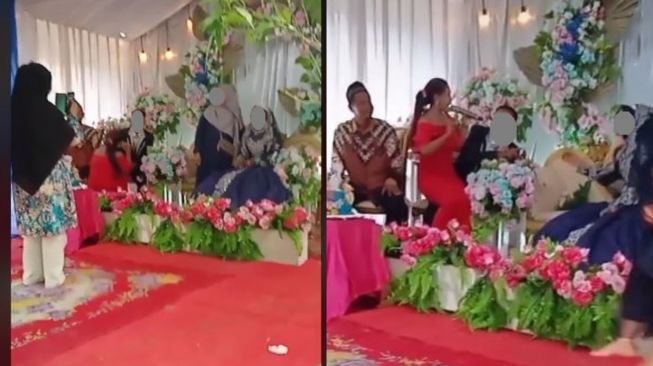 Panen Cibiran, Aksi Biduan Nyelonong Duduk di Pangkuan Pengantin Pria