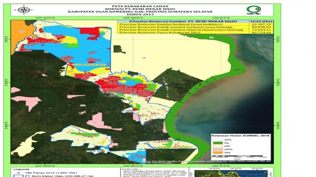 Peta Kebakaran Hutan dan Lahan di PT.BMH {Dok. Perkumpulan LH]