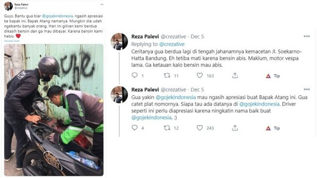 Curhat pemotor dibikin terenyuh ketika melihat aksi ojol di jalan (Twitter)