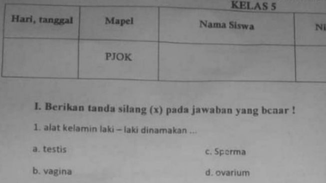 Viral Soal Ujian Pjok Kelas 5 Sd Di Kota Bogor Berbau Vulgar Suara Jakarta