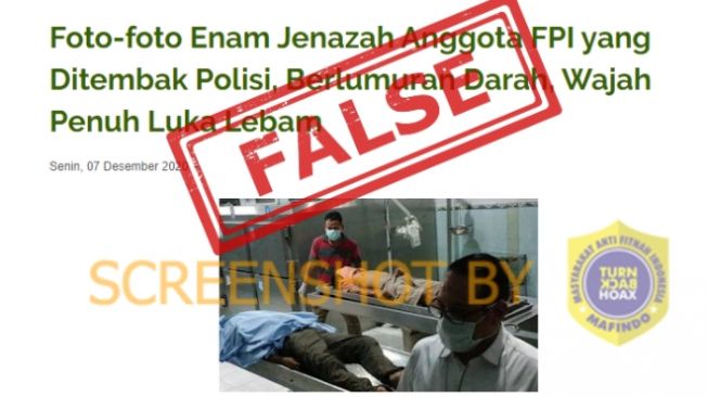 Beredar Foto 6 Jenazah Laskar FPI Berlumuran Darah, Begini Faktanya