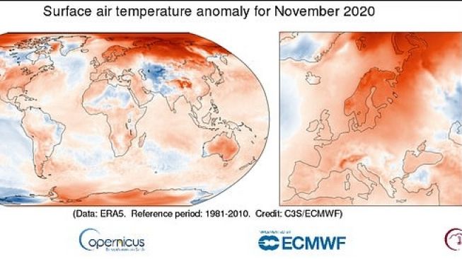 Suhu udara November 2020. [Dailymail]