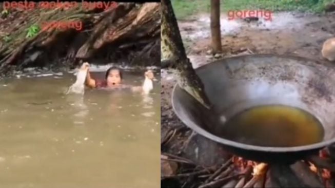 Wanita Tangkap Buaya Pakai Tangan Kosong untuk Digoreng, Publik Tercengang