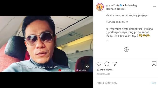 Gus Miftah memberikan pendapat mengenai pilkada. - (Instagram/@gusmiftah)