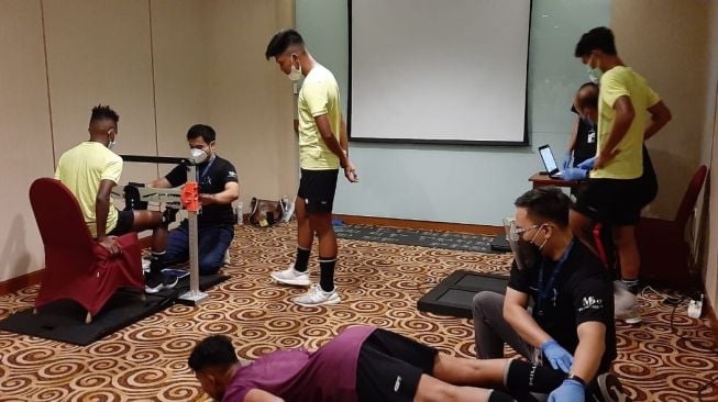 Sejumlah pemain Timnas Indonesia U-16 menjalani tes fisik (dok. PSSI).