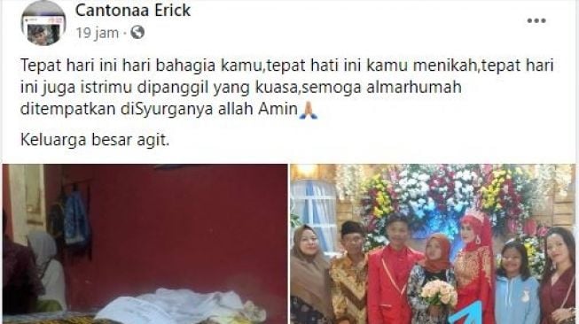 Kabar duka pengantin baru. (Facebook/Cantonaa Erick)