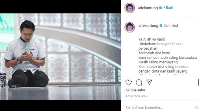 Unggahan Arie Untung [Instagram/@ariekuntung]