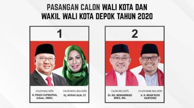 Pasangan calon Pilkada Depok 2020. [Instagram@kpukotadepok]