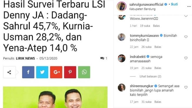 Unggahan Sahrul Gunawan [Instagram/@sahrulgunawanofficial]