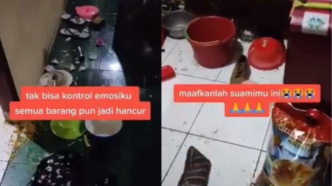 Video Suami Banting Semua Barang di Rumah, Minta Maaf Lewat TikTok