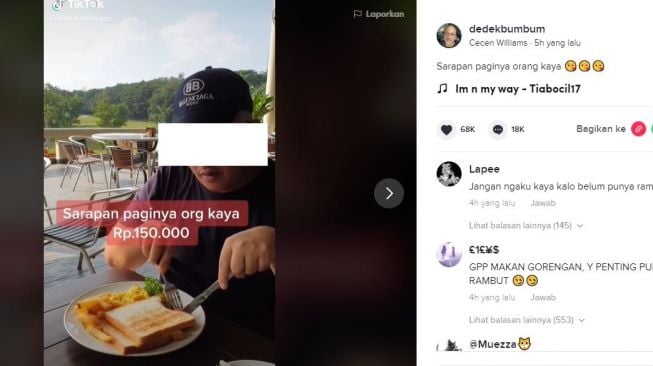 Orang kaya makan mahal. (TikTok/@dedekdumdum)